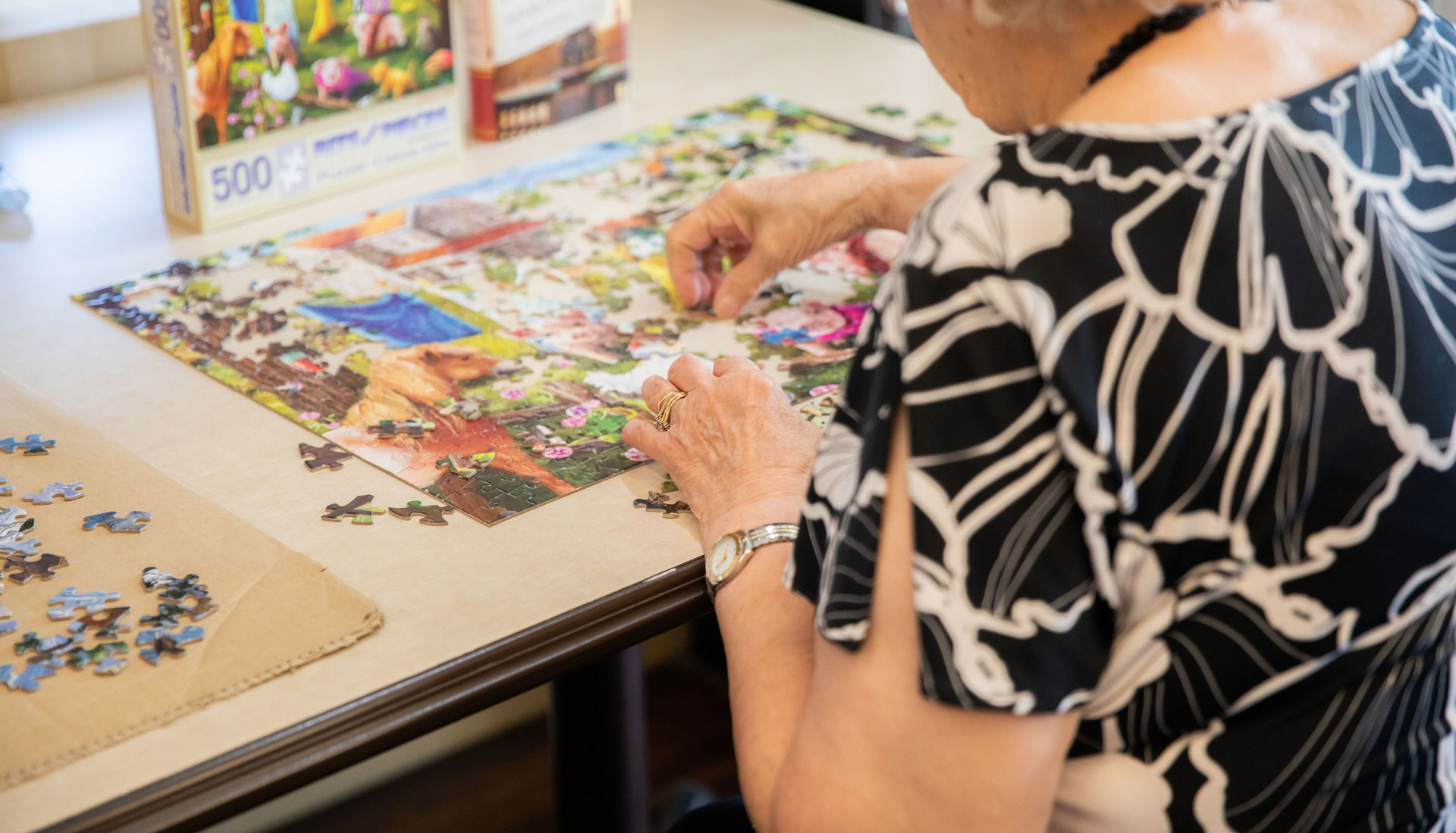 resident completing puzzle